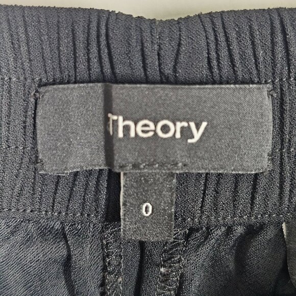 Theory Viewpine C Bergen Ankle Zip Pockets Black Pants Elastic Waist Size 0 - Picture 9 of 16